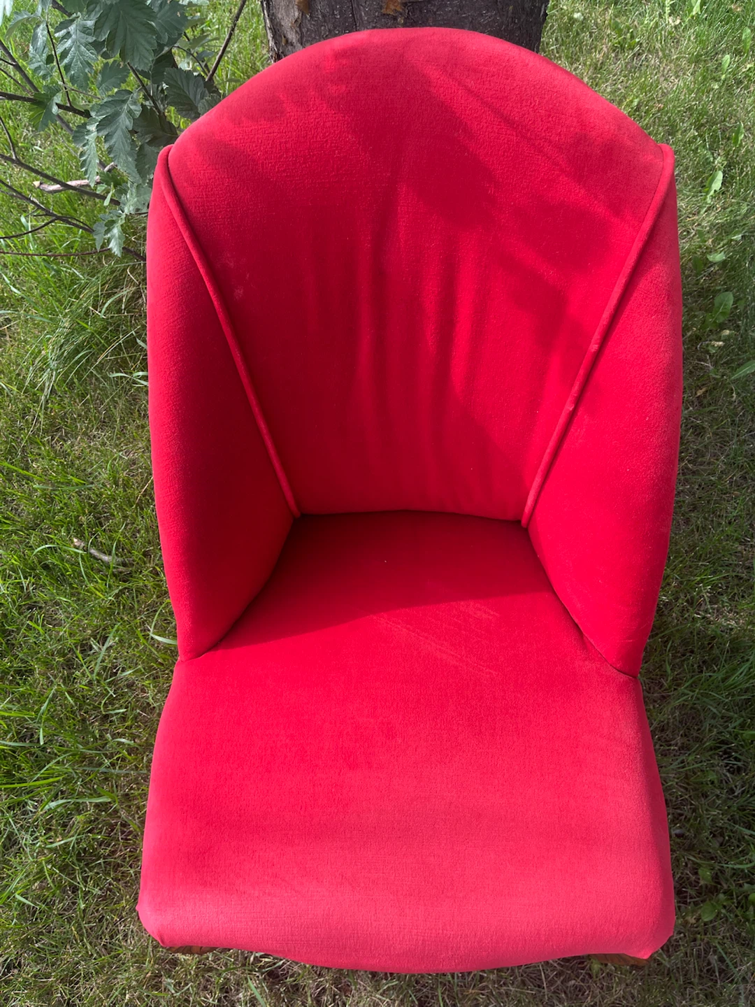 Red Velvet Accent Chair with Carved Legs - photo 2