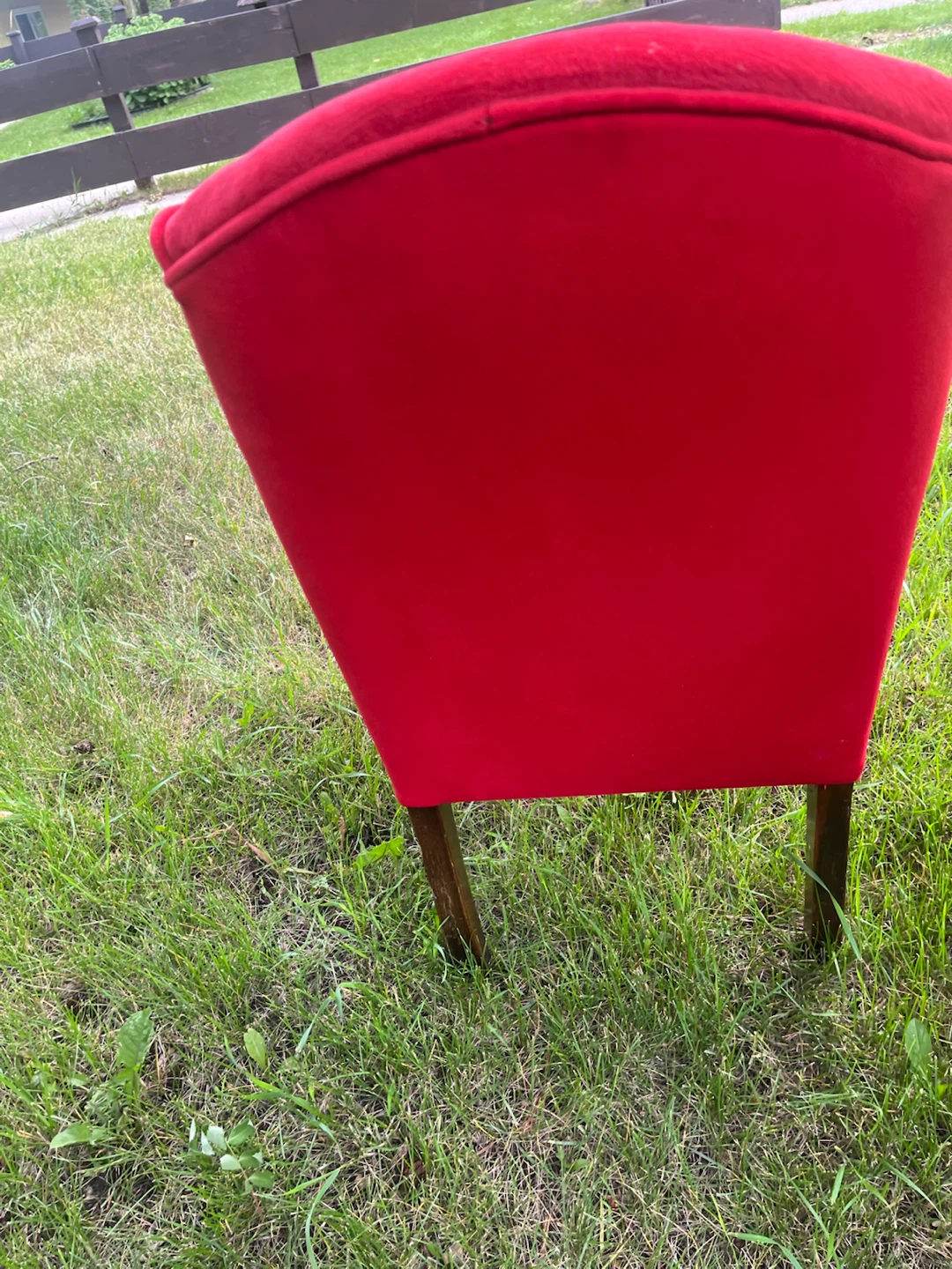 Red Velvet Accent Chair with Carved Legs - photo 4