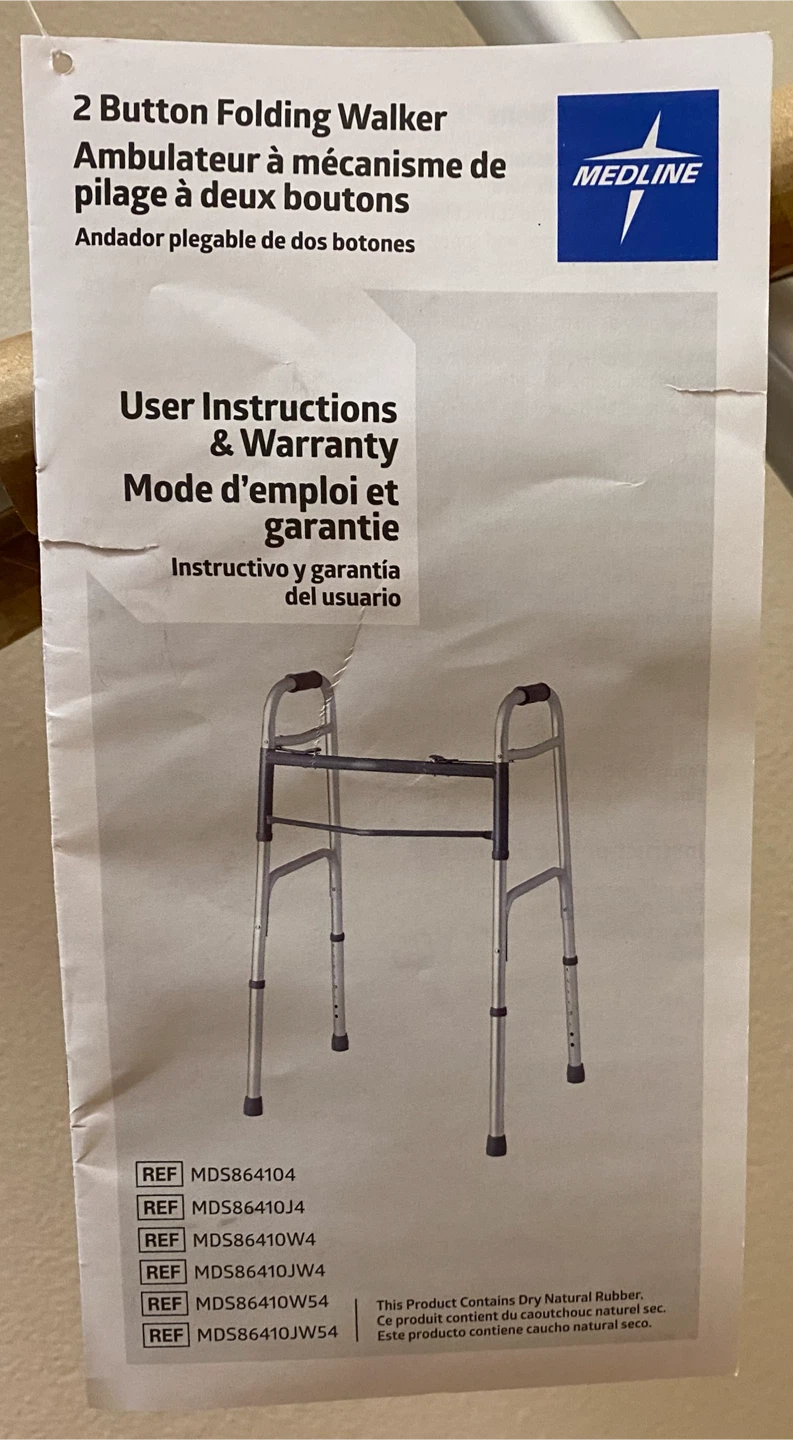 Medline 2 Button Folding Walker - photo 3