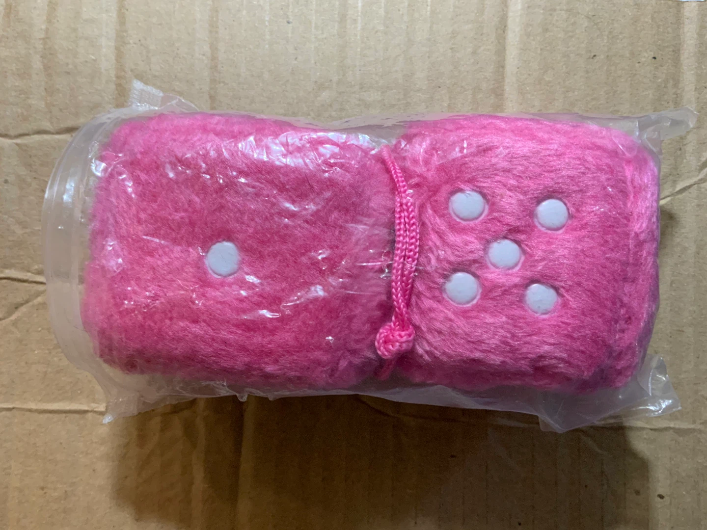 Furry Pink Dice Decor for Car