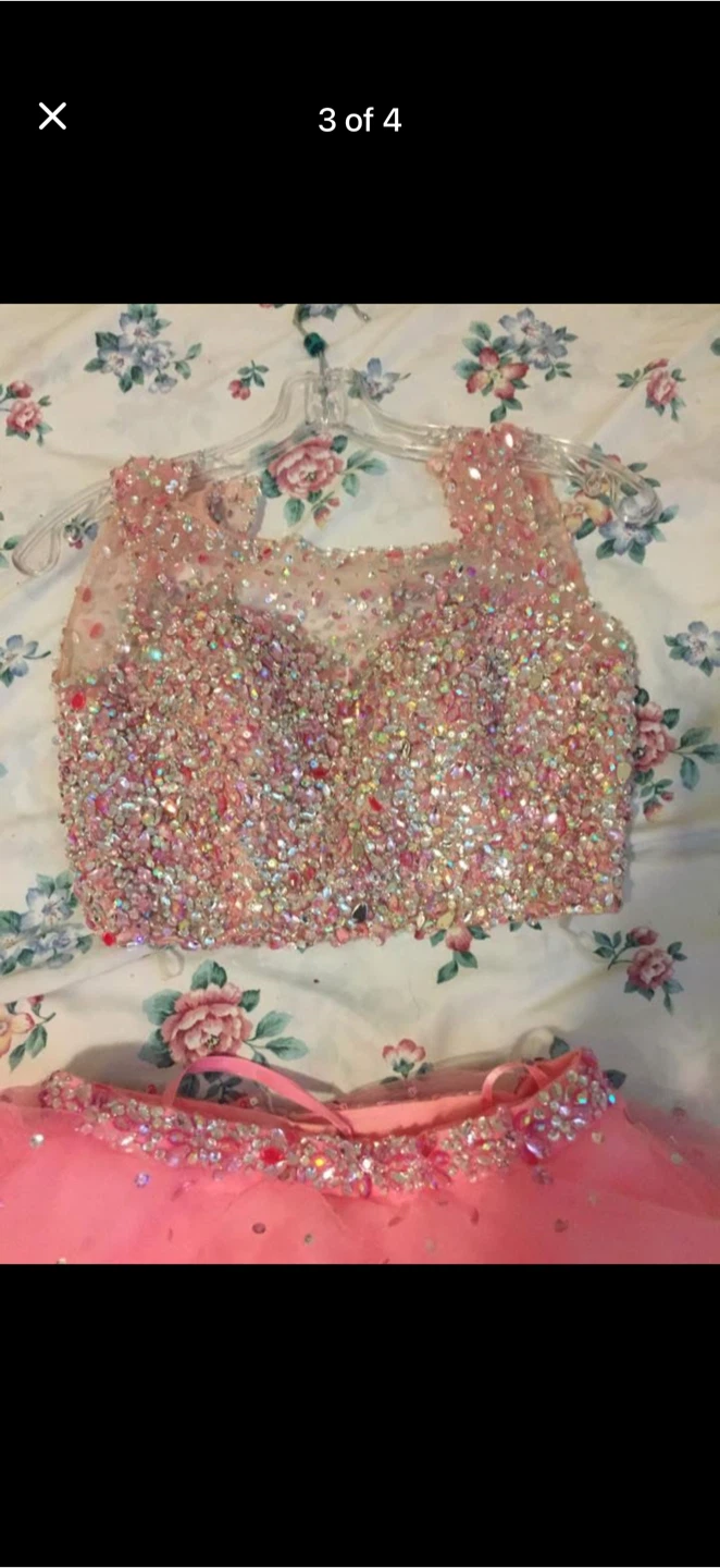 Pink Beaded Two-Piece Prom Dress - photo 4