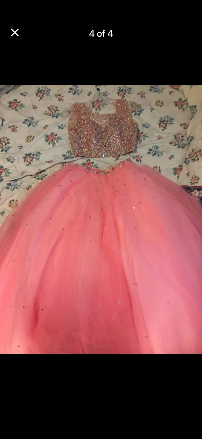Pink Beaded Two-Piece Prom Dress - photo 5