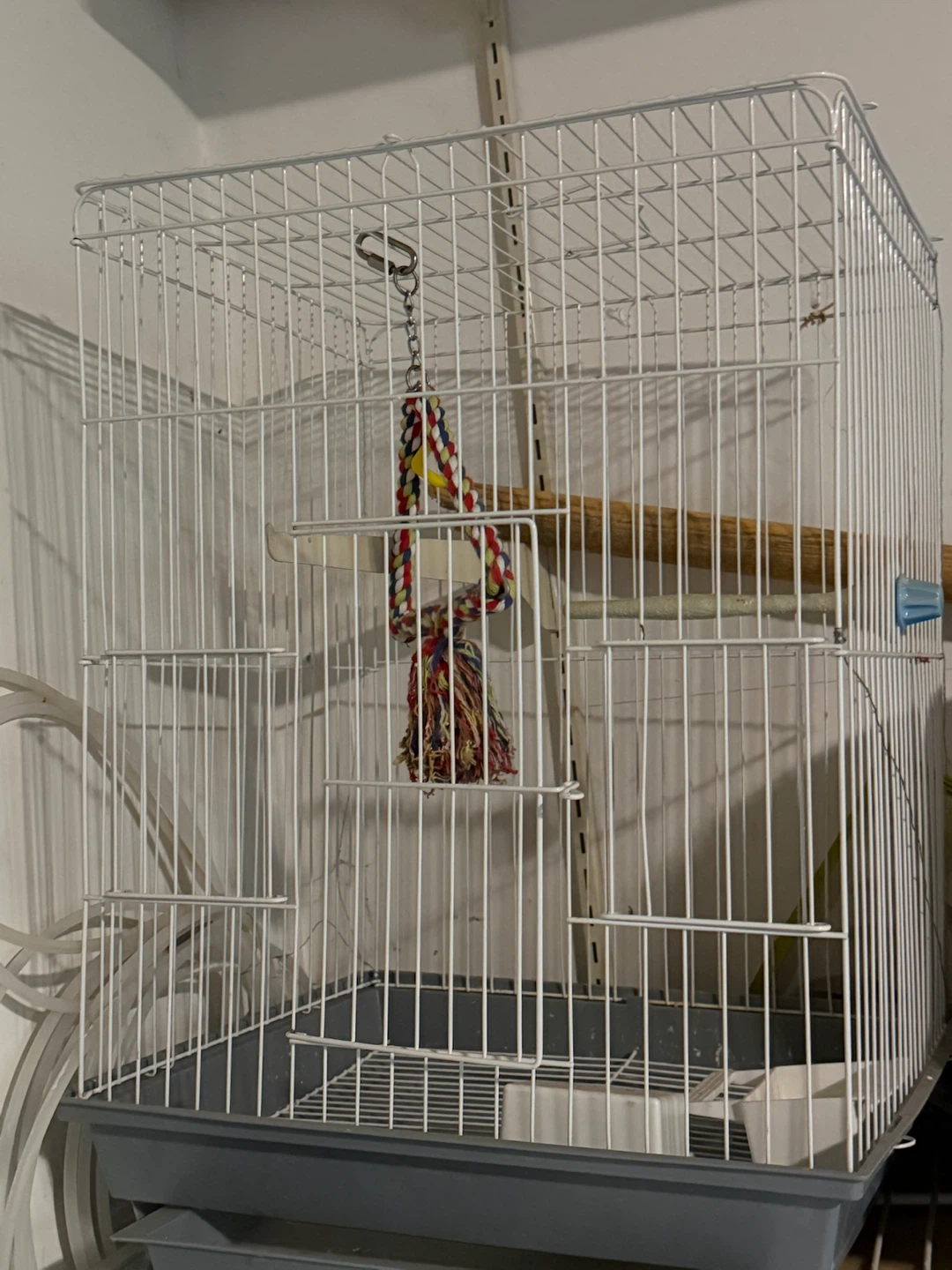 White Bird Cage with Perch and Toy