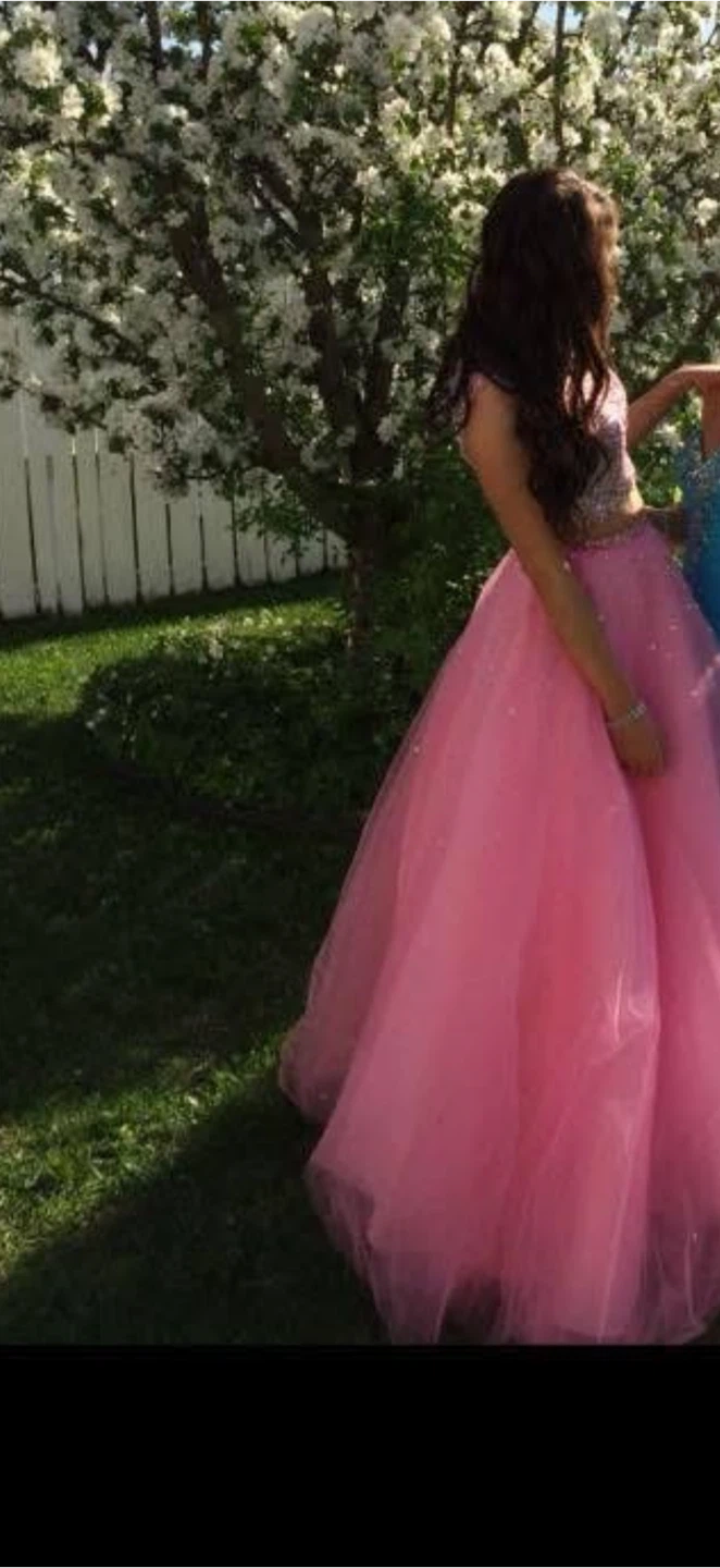 Pink Beaded Two-Piece Prom Dress - photo 2