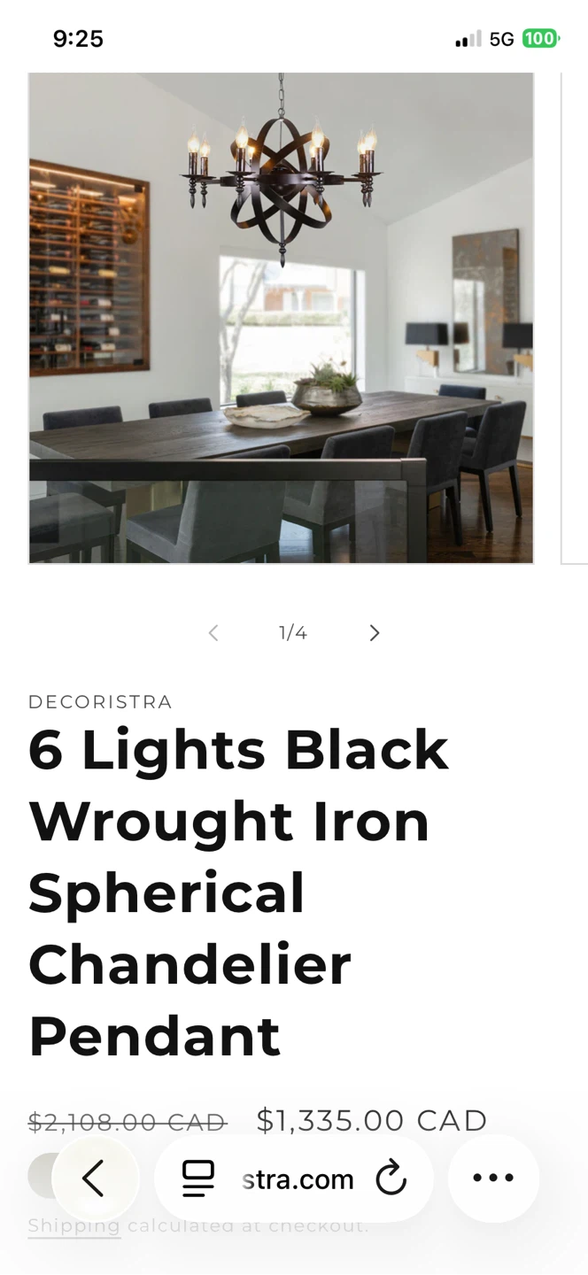 DECORISTRA 6 Lights Black Wrought Iron Chandelier - photo 3