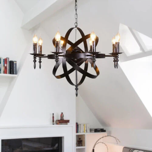 DECORISTRA 6 Lights Black Wrought Iron Chandelier - photo 4