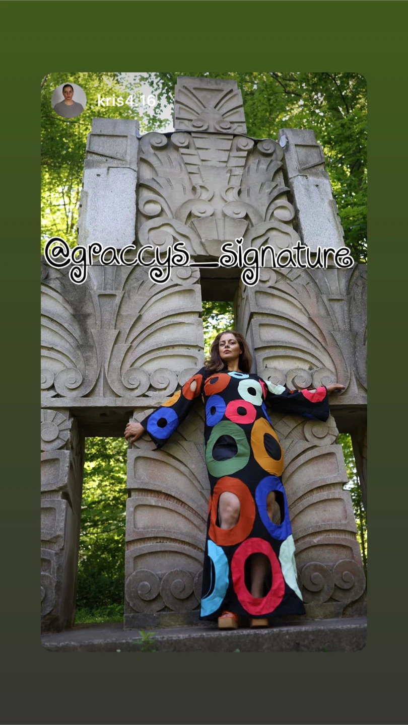 Graccys Signature Colorful Circle Maxi Dress