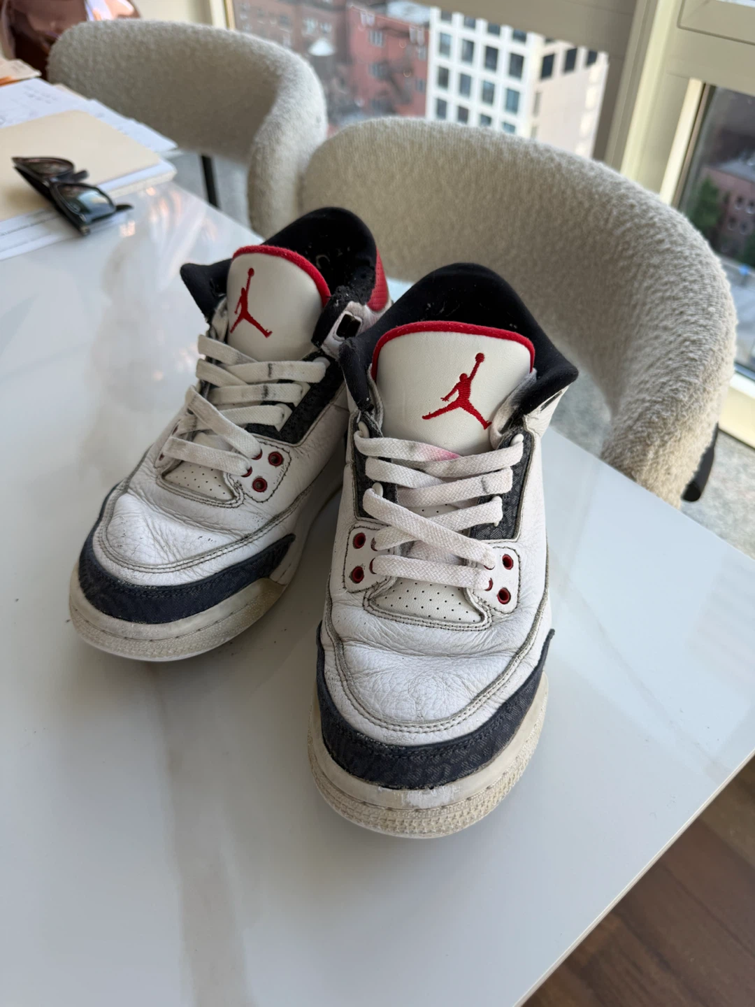 Air Jordan 3 Retro SE “Fire Red Denim” Size 5.5Y Kids — Used - photo 4