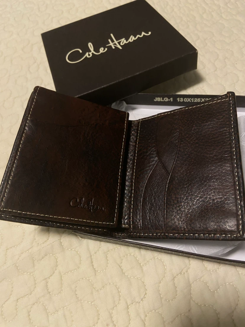Cole Haan Brown Leather Bifold Wallet with Left Side Flip Up - photo 2