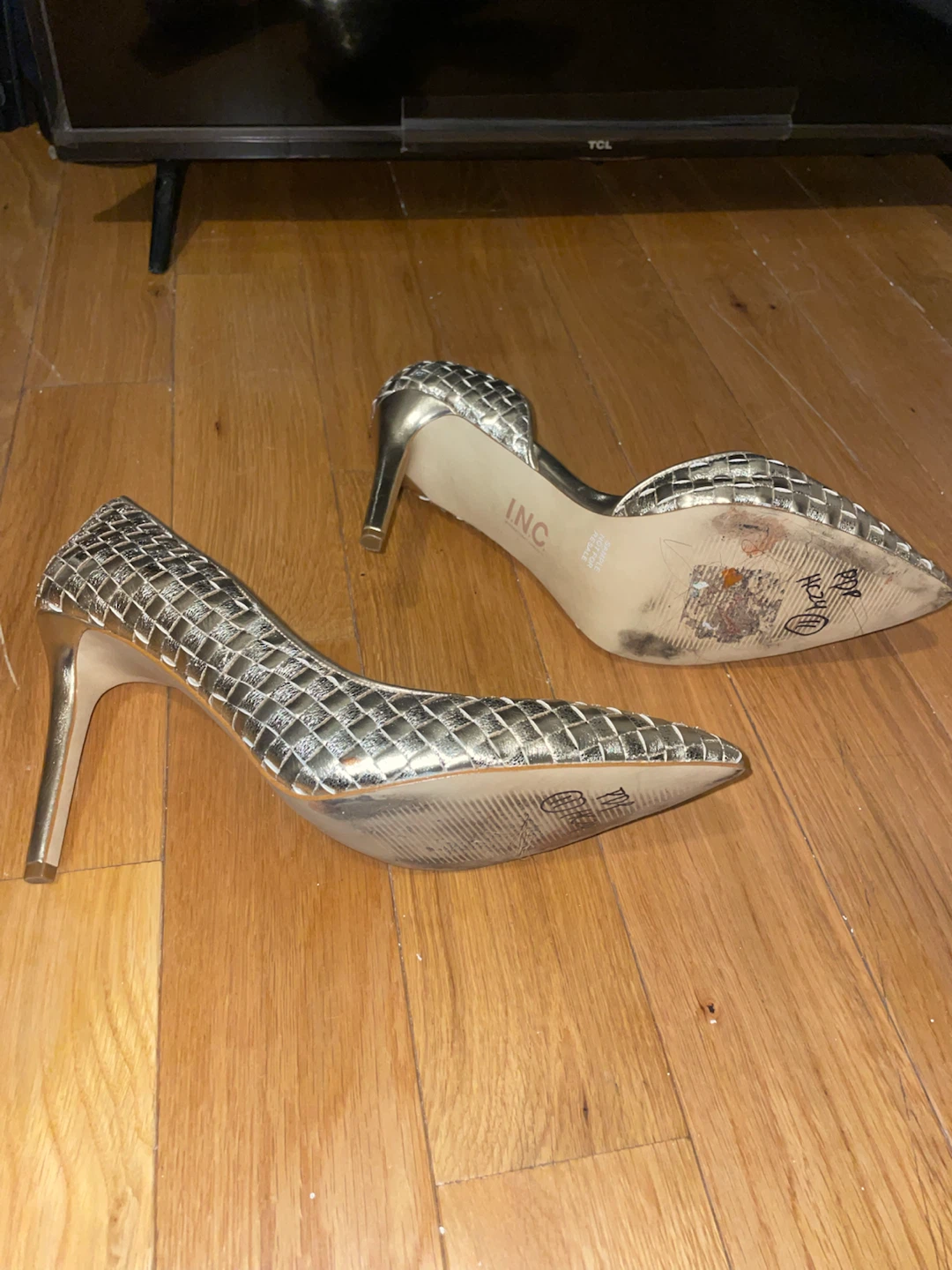INC Gold Woven Heels - photo 3