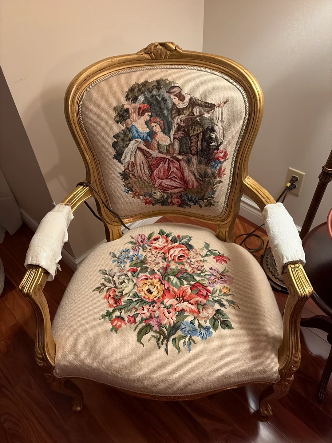 Two Vintage Needlepoint Armchair