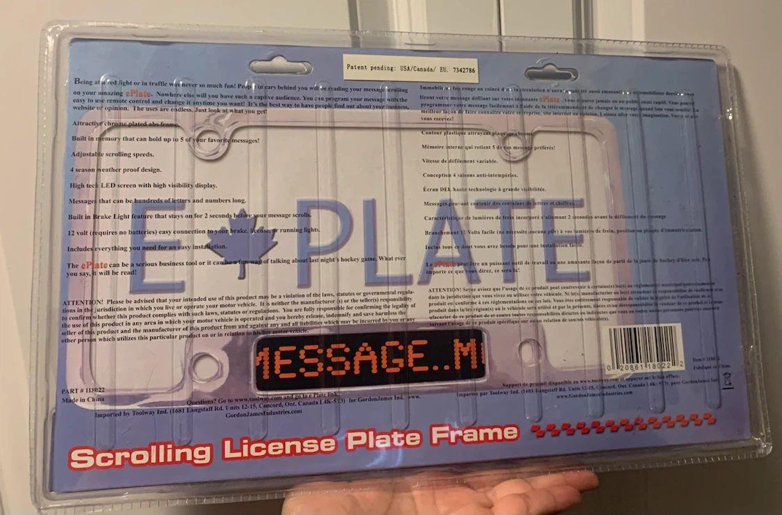 ePlate Scrolling License Plate Frame with LED Brake Light - photo 2