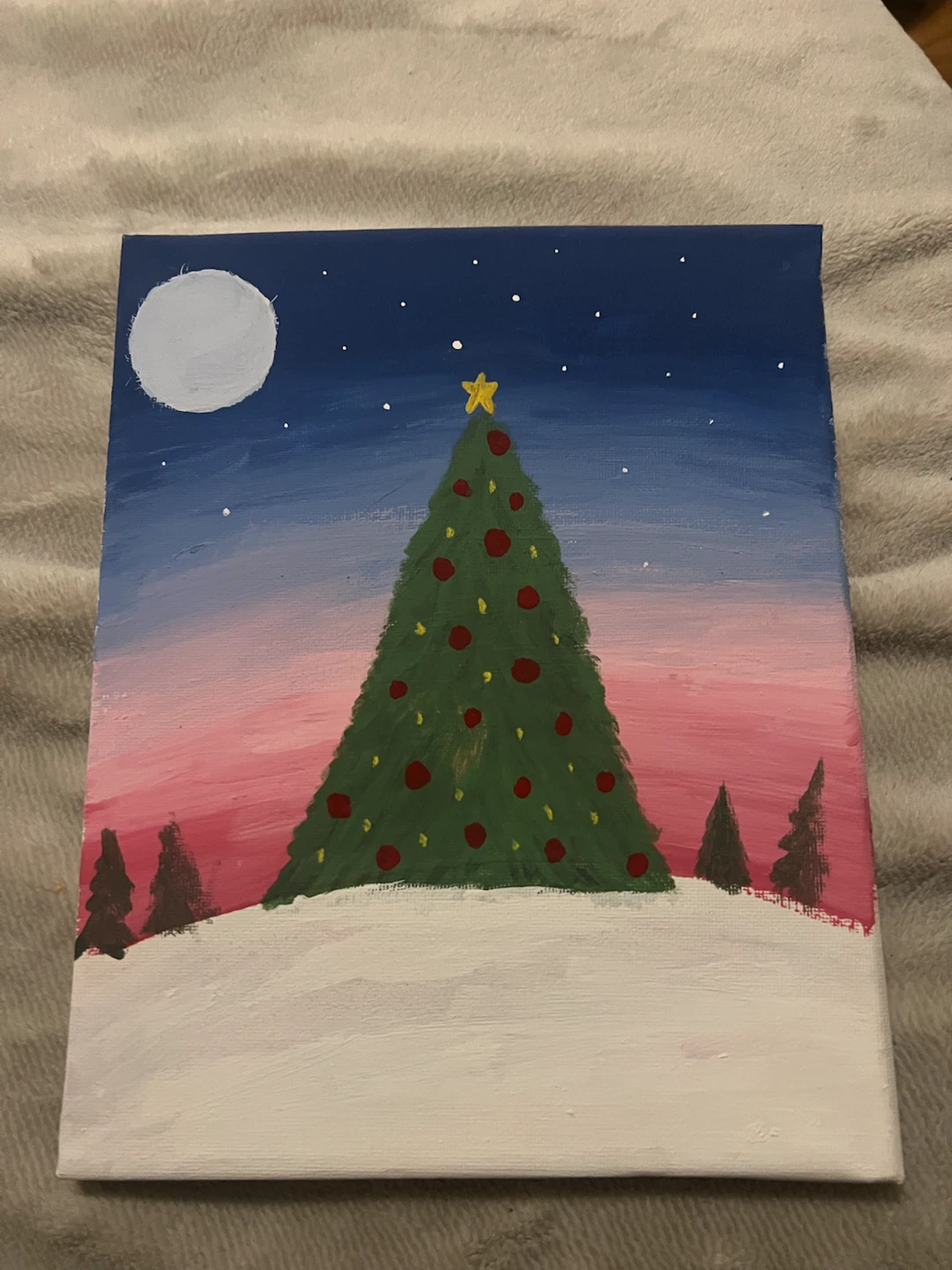 Hand-painted Christmas Tree Canvas Art