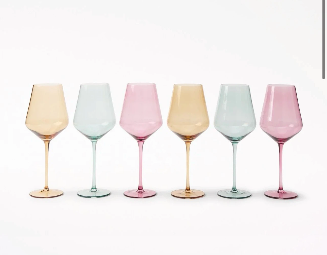 Set of 6 Indigo Jewel Tone Colour Wine Glasses
