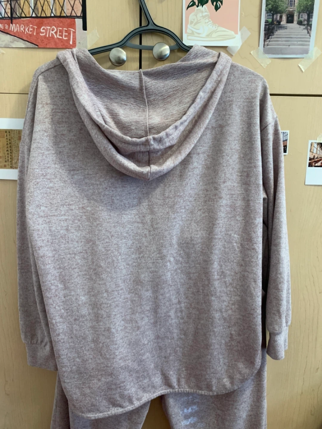 Size S Heather Pink Knit Loungewear Set V-Neck Hoodie & Joggers - photo 4