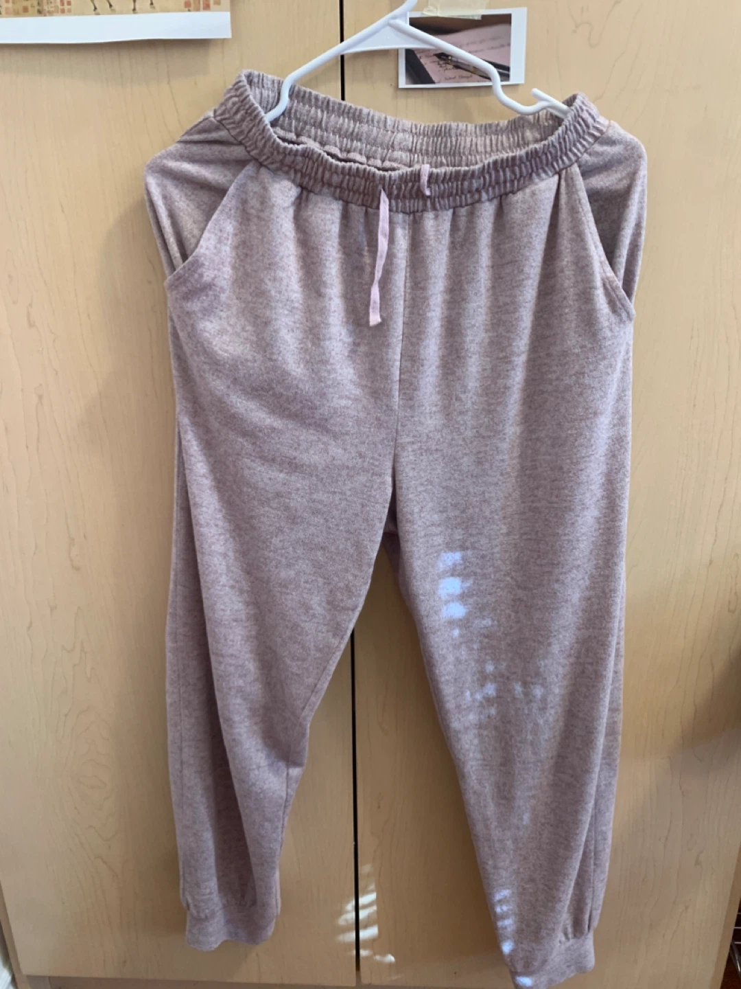 Size S Heather Pink Knit Loungewear Set V-Neck Hoodie & Joggers - photo 5