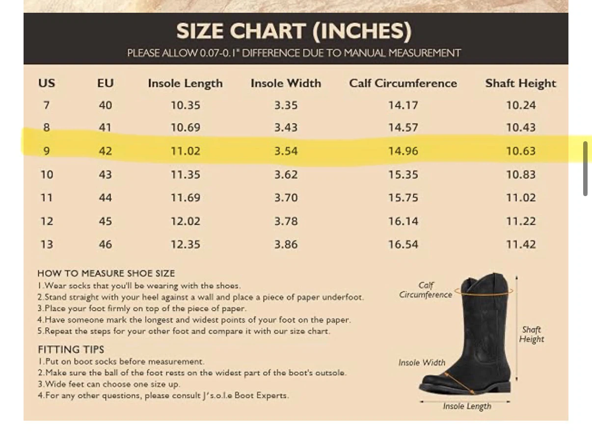 New J's.o.l.e Men’s US 9/EUR 42 Black Round Toe Cowboy Boots - photo 3