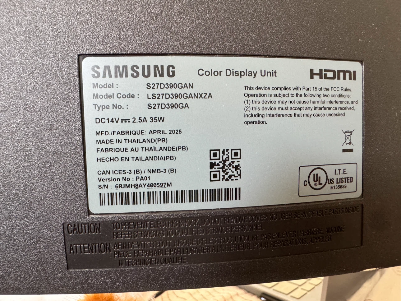 Samsung S27D390GAN 27" Monitor