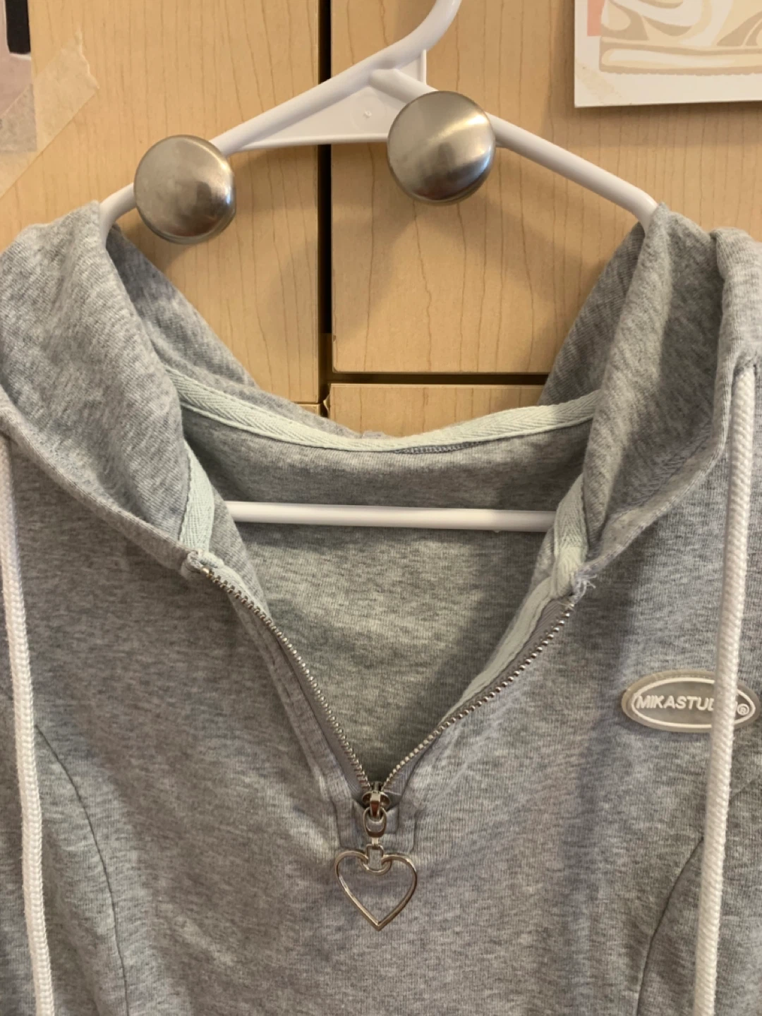 Size S Grey 2-Piece Set Crop Hoodie & Ruched Slit Skirt - photo 2