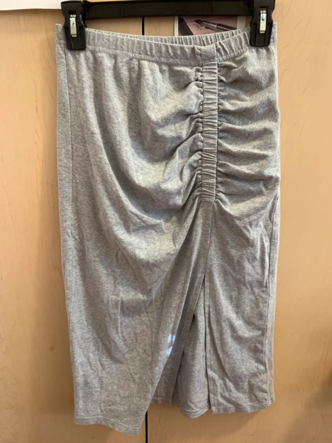 Size S Grey 2-Piece Set Crop Hoodie & Ruched Slit Skirt - photo 5