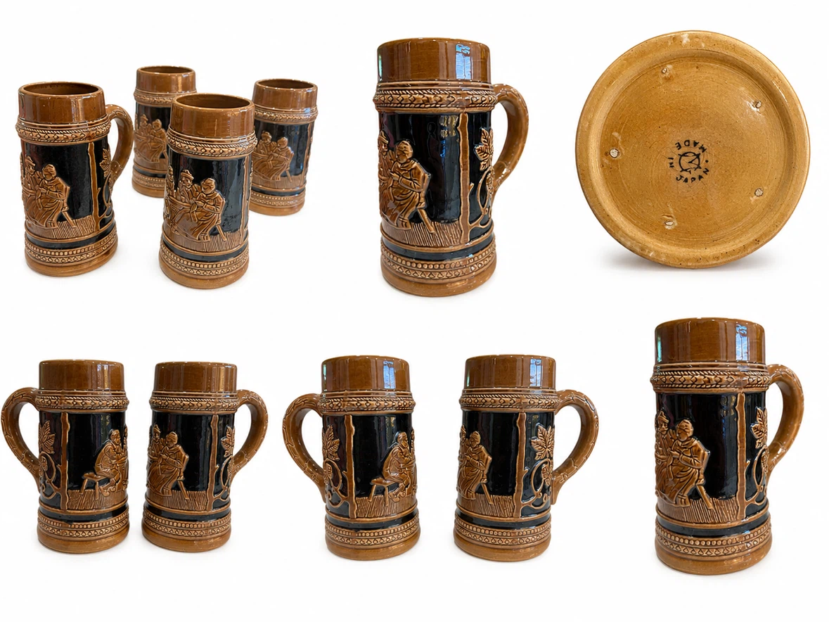 Vintage Beer Stein Mug Set of 4