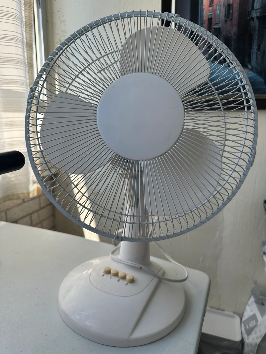 White Table Fan