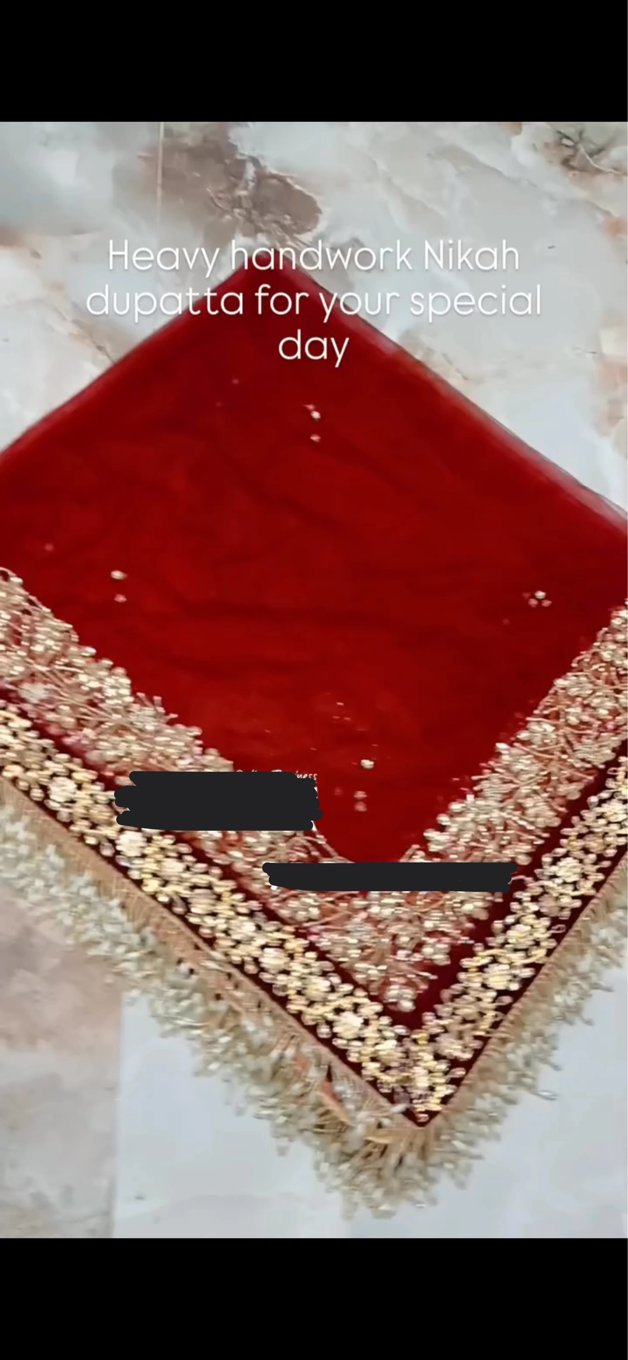 Red Handwork Nikah Dupatta