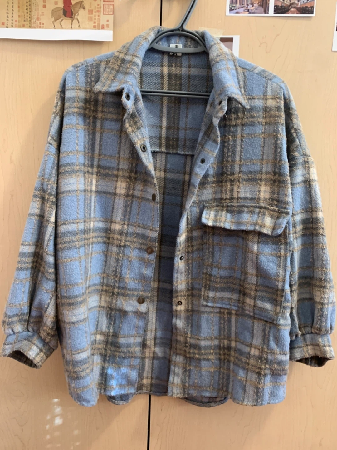 Size S Oversized Blue Jacket Cozy Shirt Coat