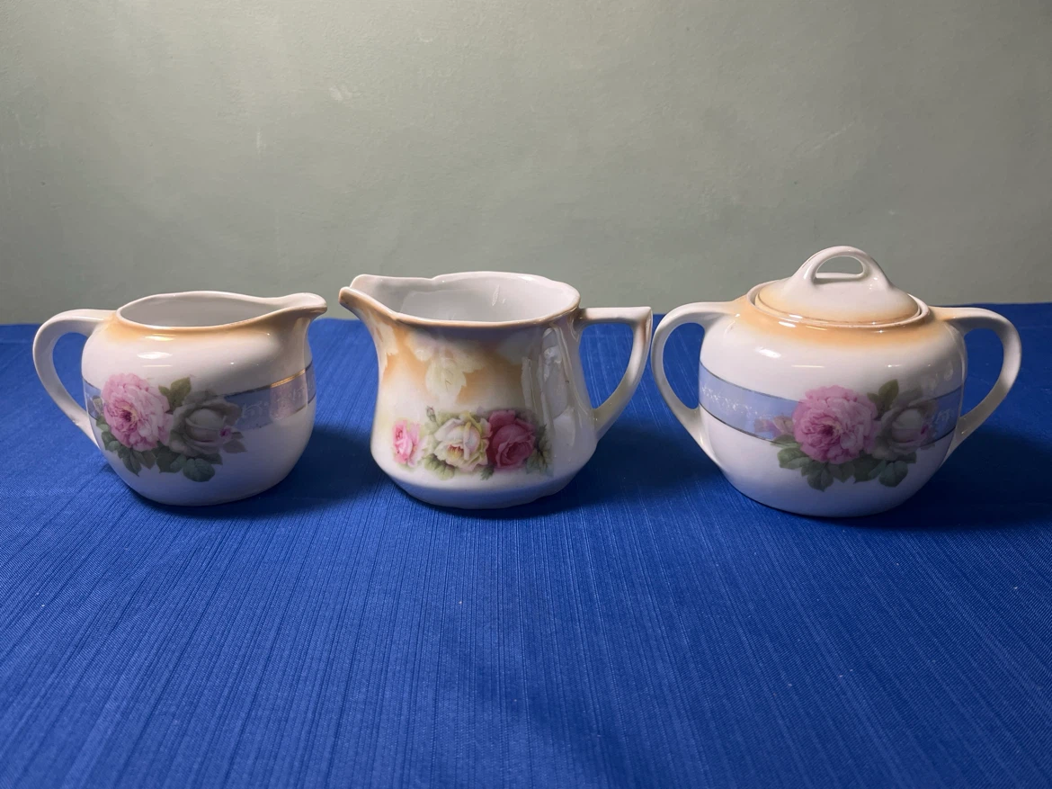 Vintage Rose Creamer and Sugar Bowl Set