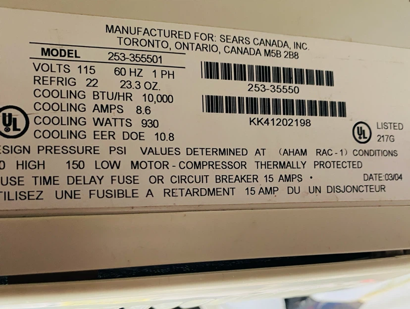 Kenmore 10,000 BTU A/C - photo 2