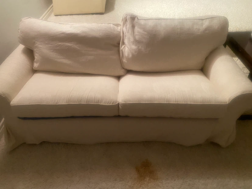 Cream Loveseat Couch cum bed - photo 2