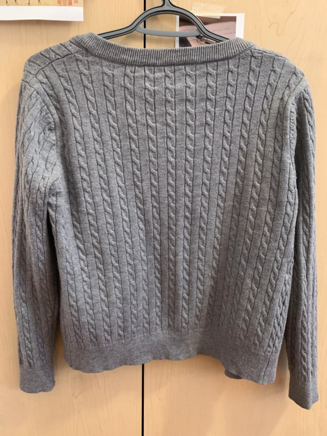Size S Grey Cable Knit Cardigan w/ Dog Embroidery Sweater - photo 2