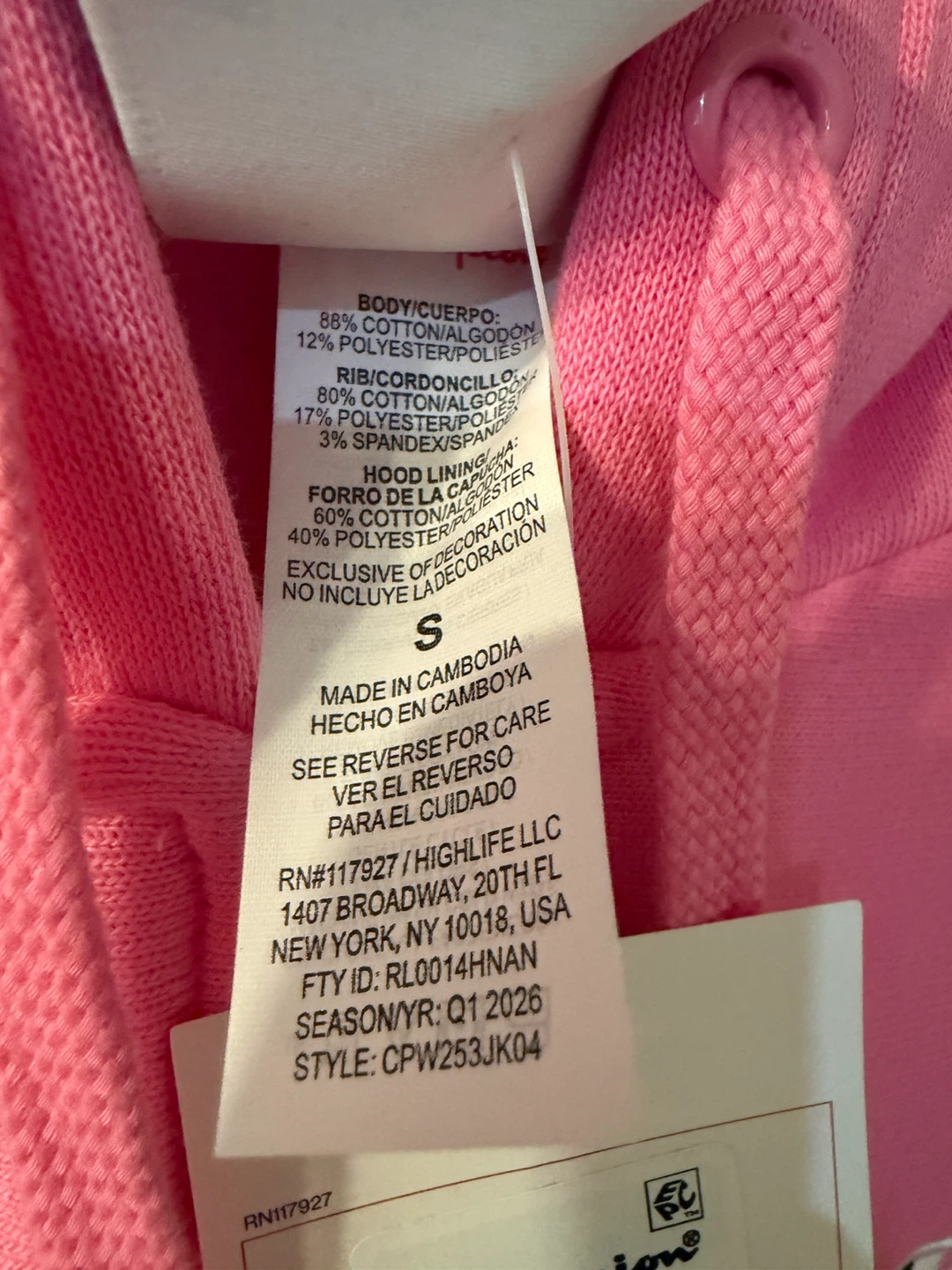 NWT Champion iconic Pink cosmos Cropped Full Zip Hoodie Size S - photo 3