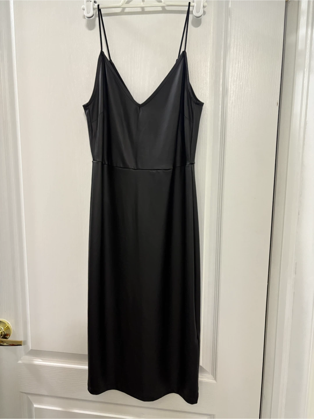 Forever 21 Black Faux Leather Spaghetti Strap Dress