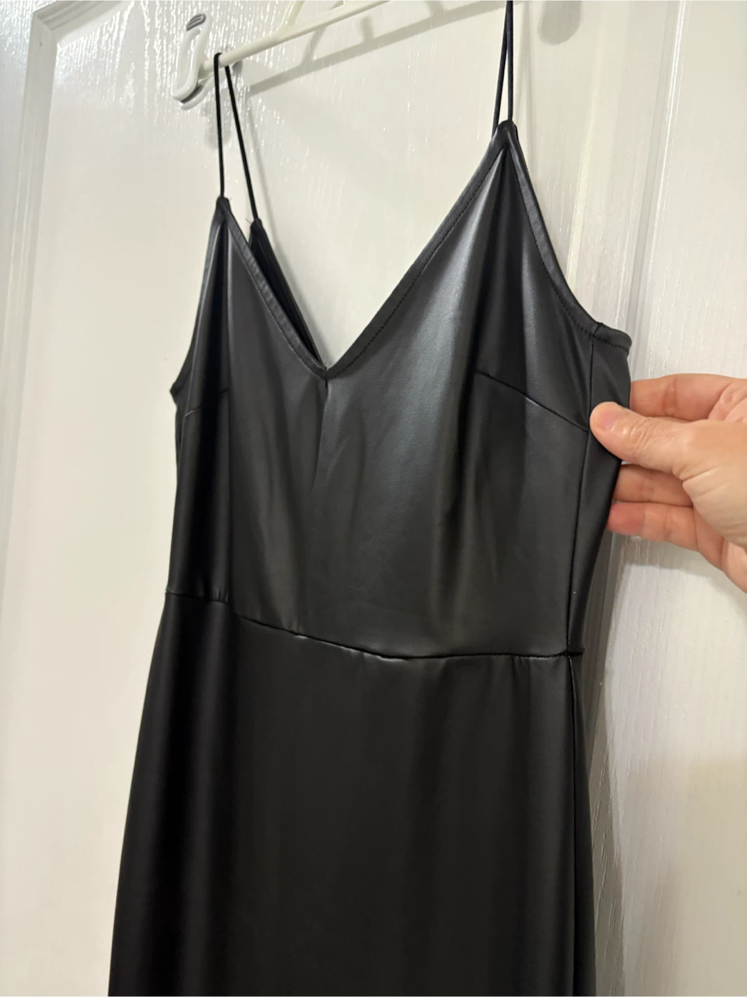 Forever 21 Black Faux Leather Spaghetti Strap Dress - photo 2