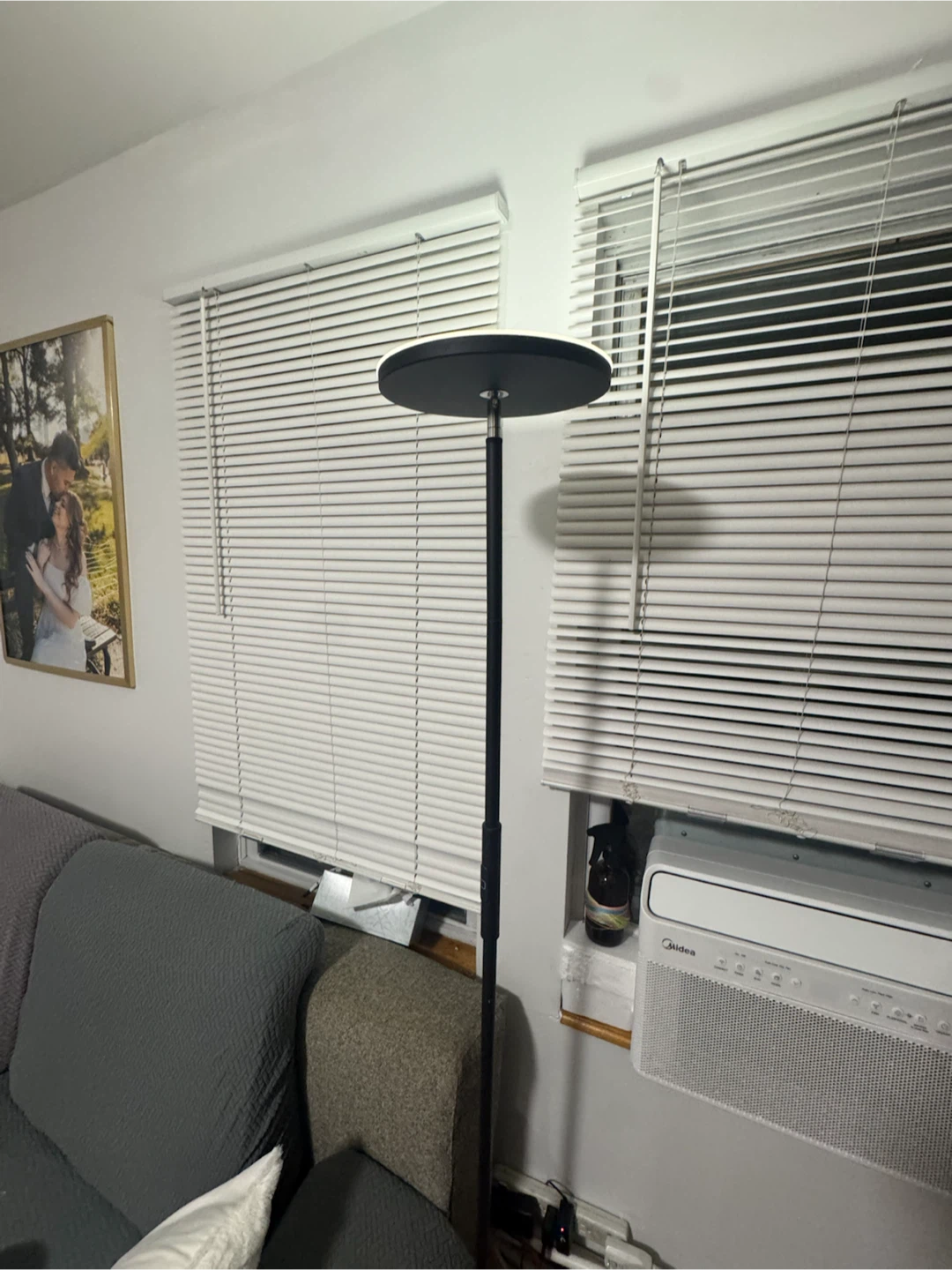 Modern Black Arc Floor Lamp with LED Ring Light
