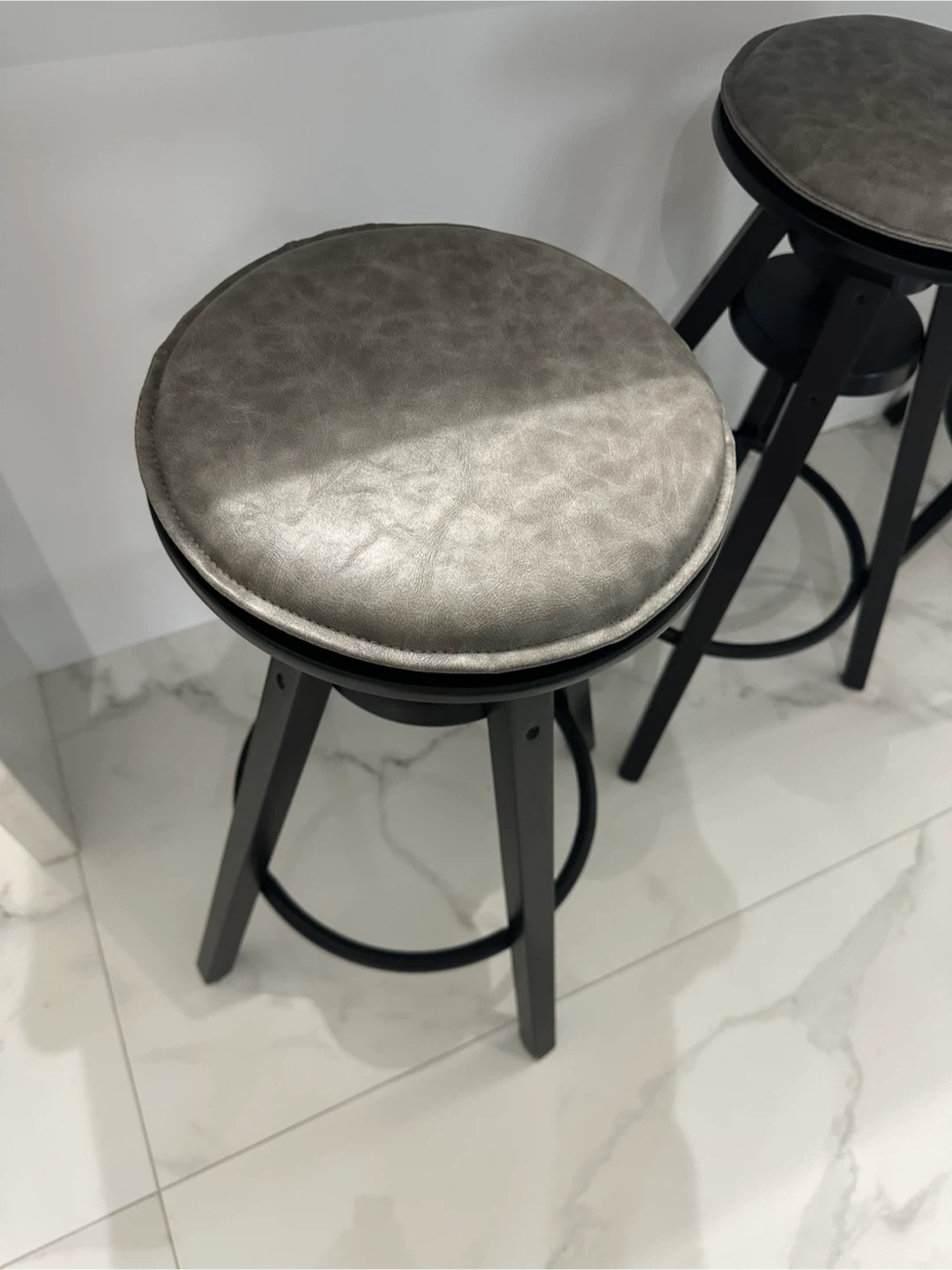 Grey Faux Leather Swivel IKEA Dalfred Stool (Set of 2)