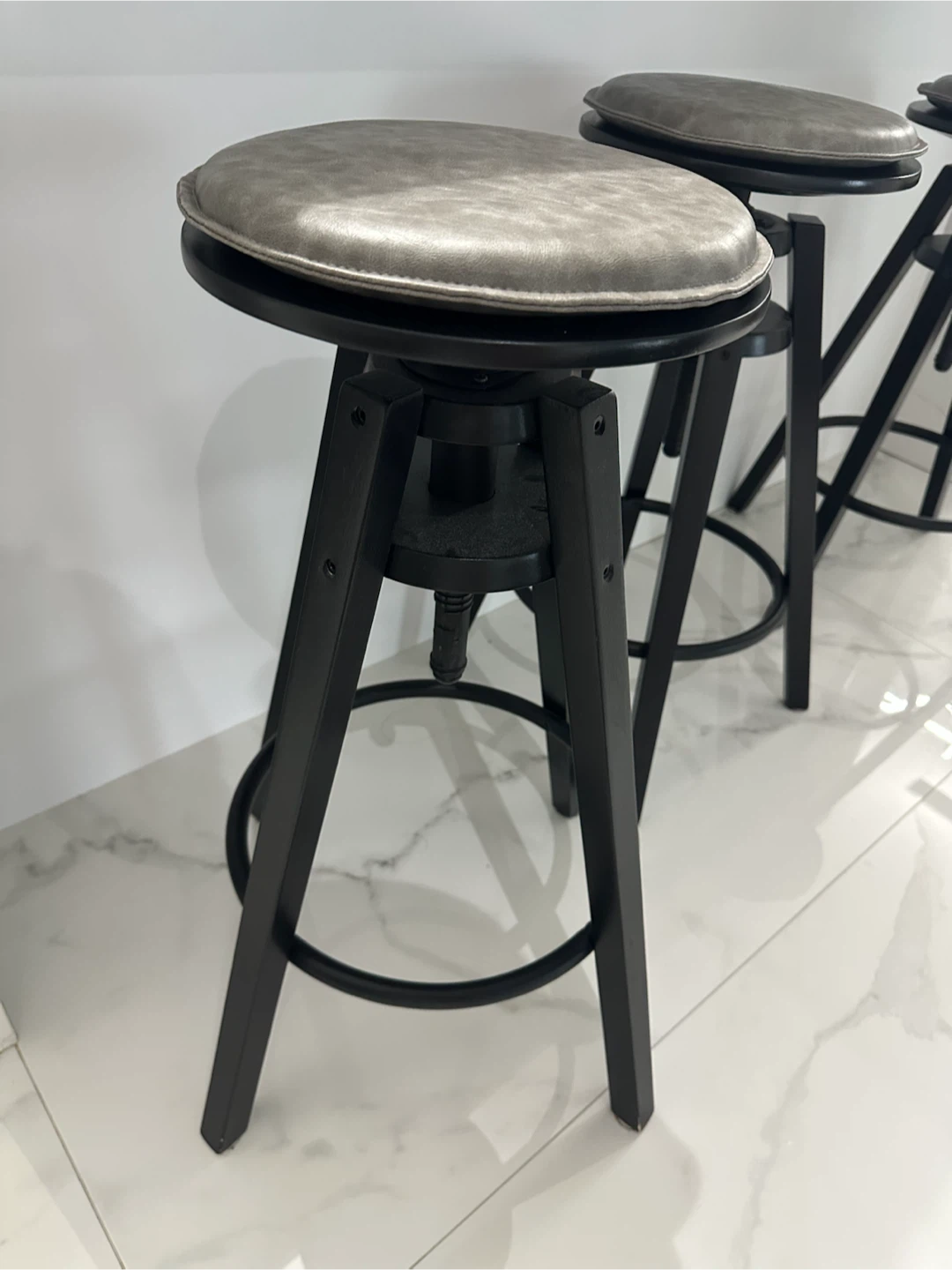 Grey Faux Leather Swivel IKEA Dalfred Stool (Set of 2) - photo 2