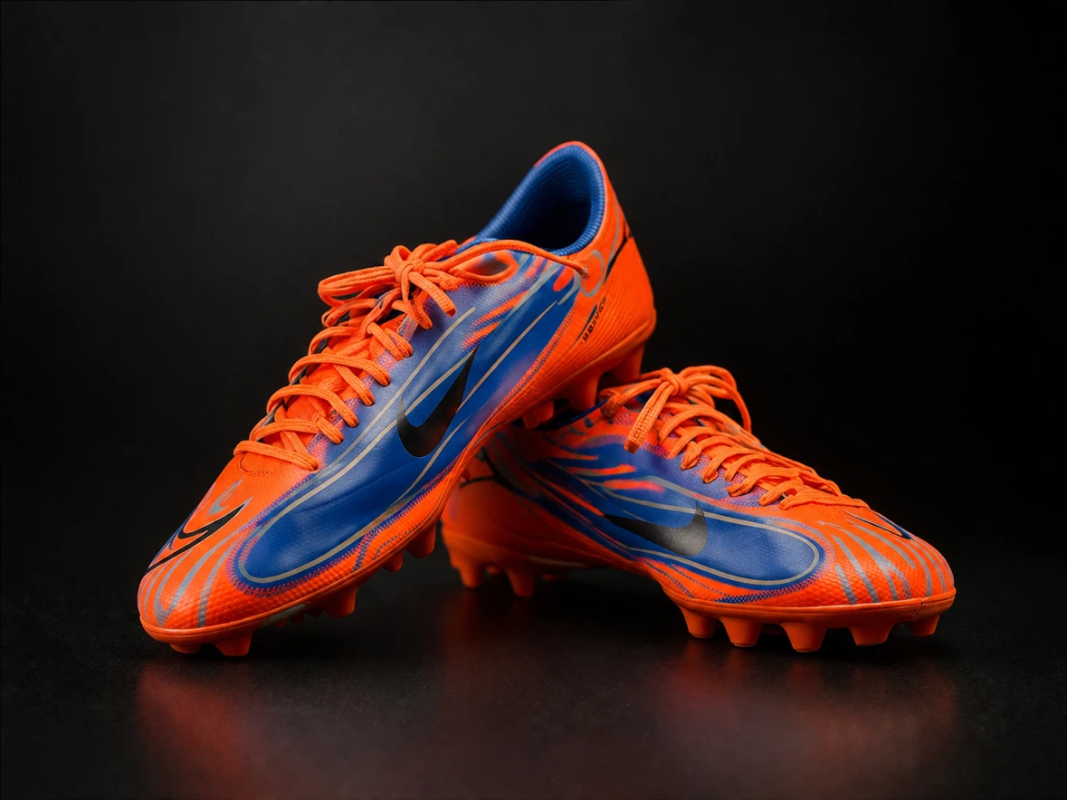 Orange and Blue Nike Soccer Cleats, Size (9)