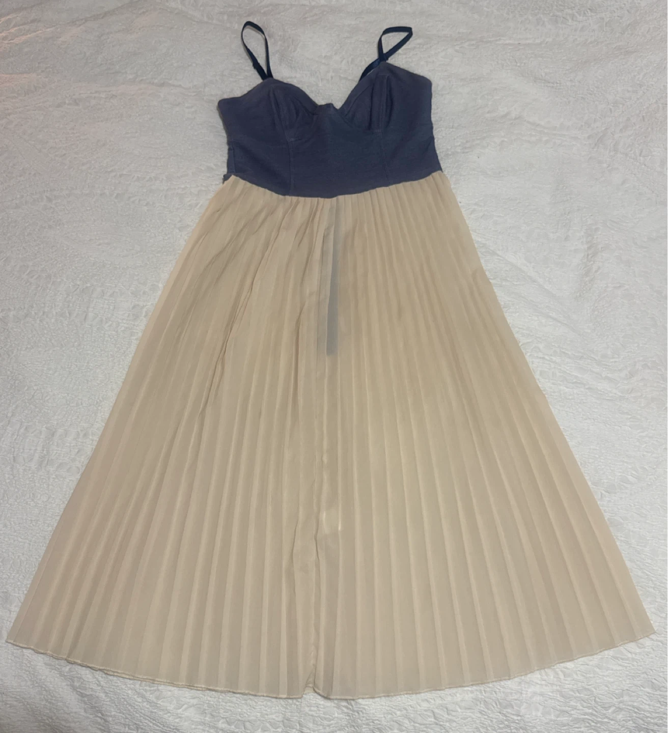 Pink Martini Denim & Chiffon Dress Size S