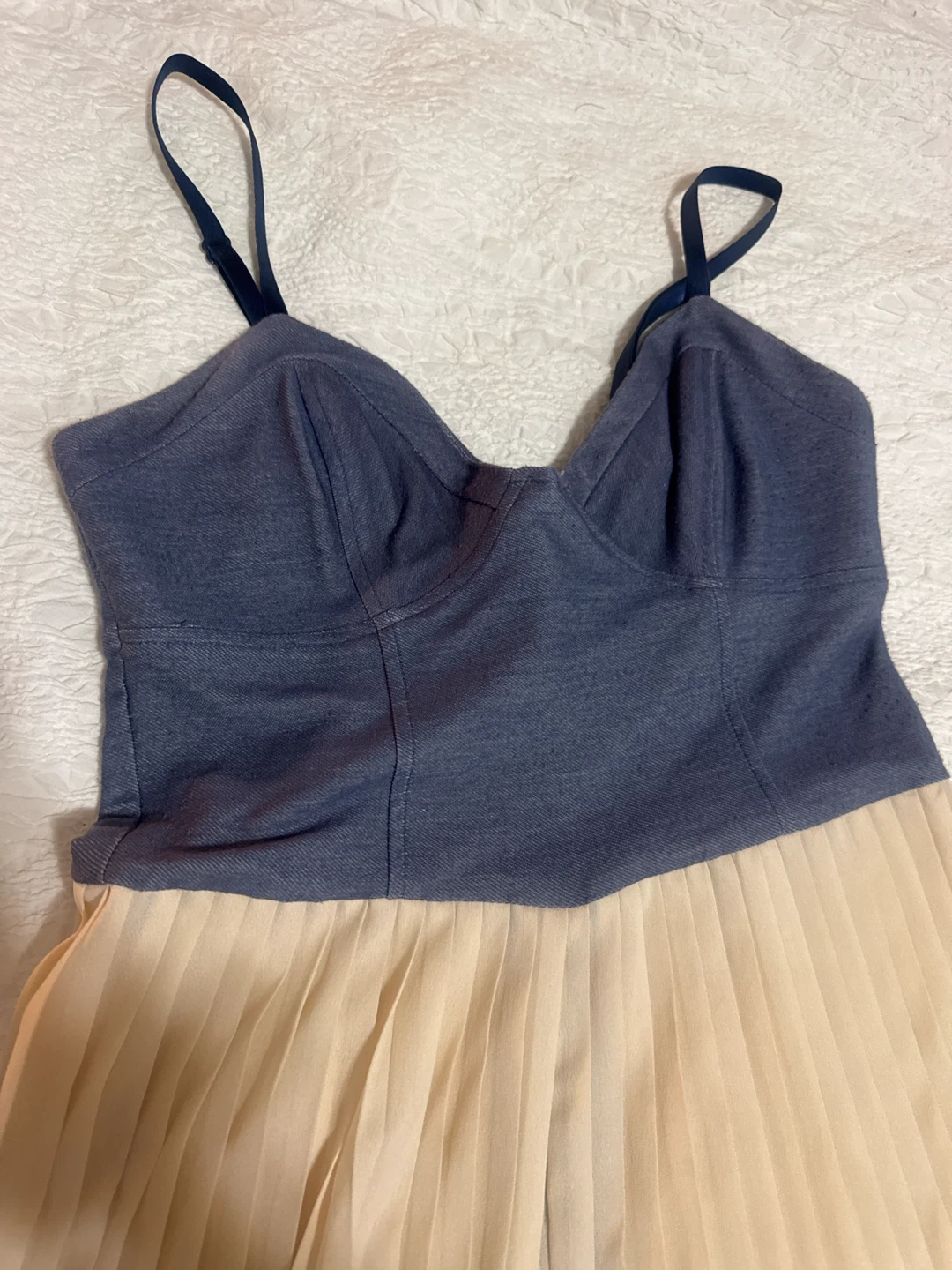 Pink Martini Denim & Chiffon Dress Size S - photo 2