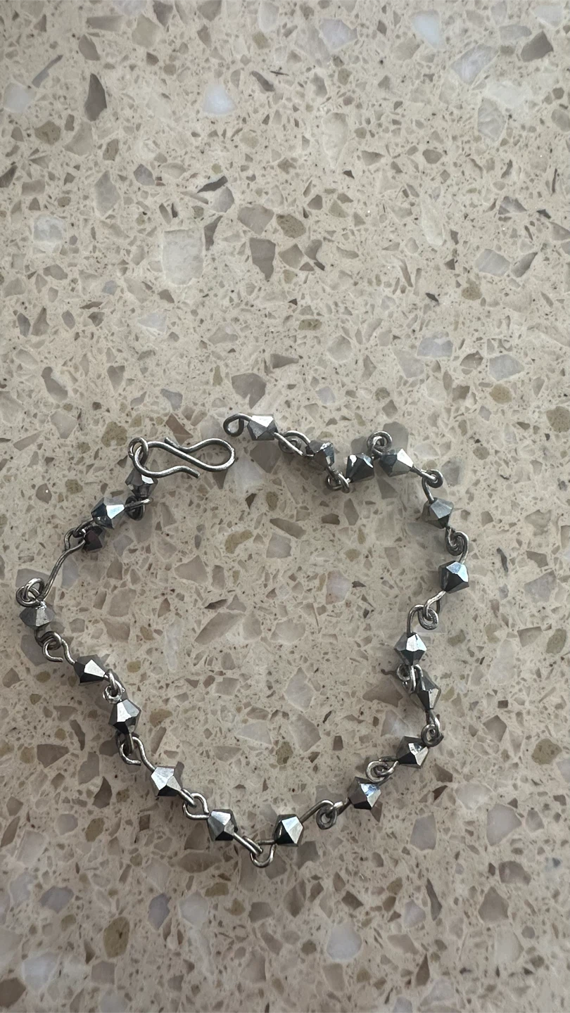 Silver-tone faceted bead bracelet