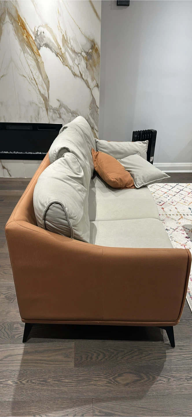 Degross 83” leathaire fabric round arm couch/ sofa