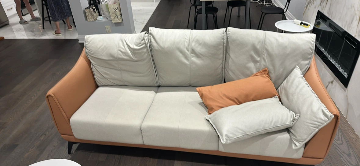 Degross 83” leathaire fabric round arm couch/ sofa - photo 2