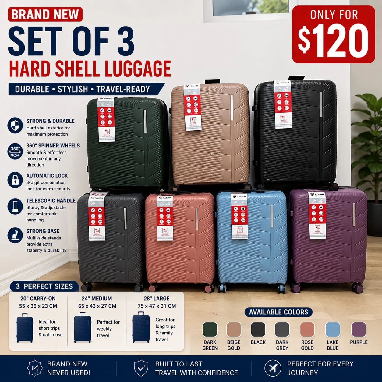 Brand New Set of 3 Hard Shell Luggage - photo 3