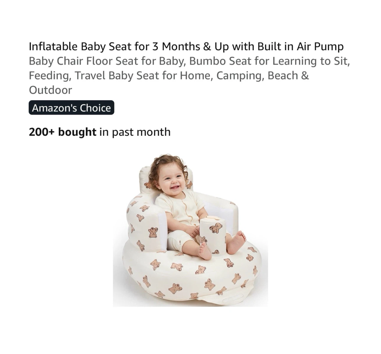 Brand new Inflatable Baby Seat for 3 Months & Up