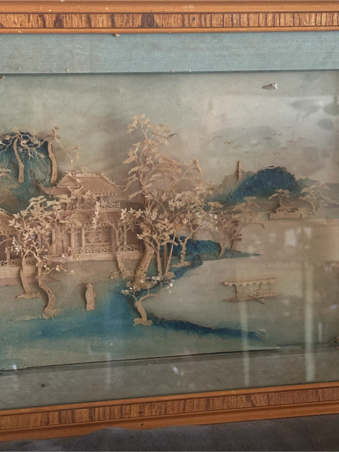 Mid Century Asian Cork Picture - photo 3