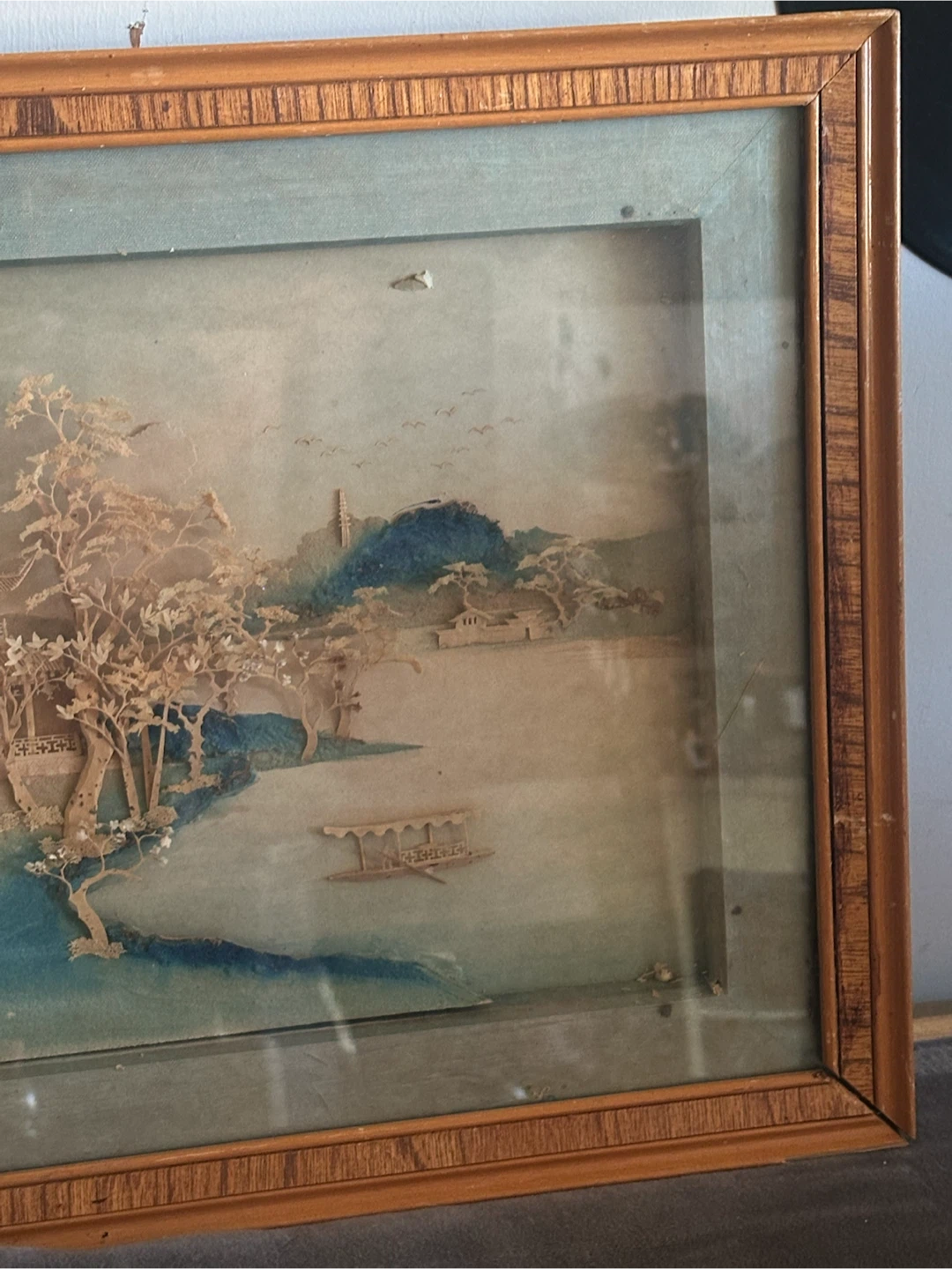 Mid Century Asian Cork Picture - photo 4