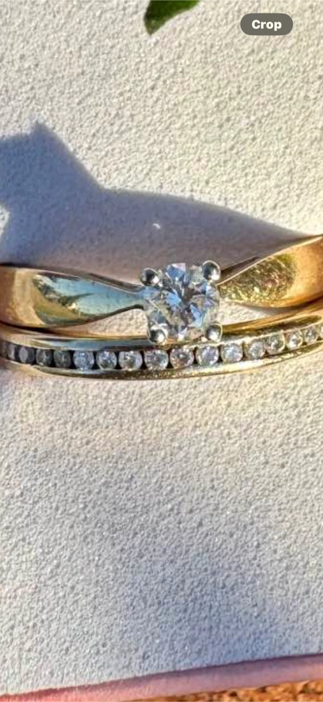 Vintage 14K Gold Diamond Bridal Ring Set - photo 3