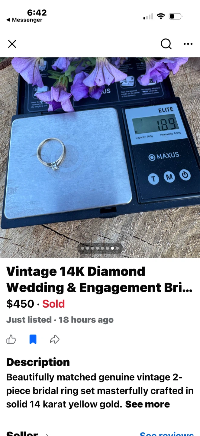 Vintage 14K Gold Diamond Bridal Ring Set - photo 4
